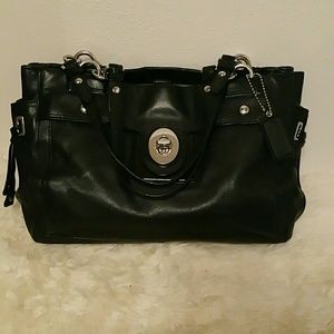 Black leather coach purse